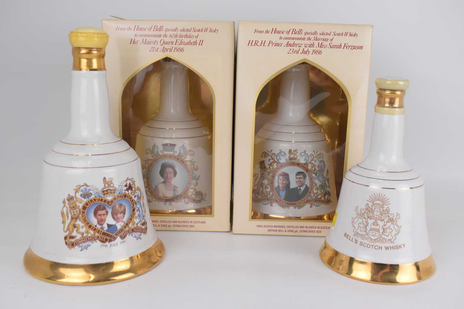 Lot 158 - WHISKY; four Bells royal commemorative whisky...