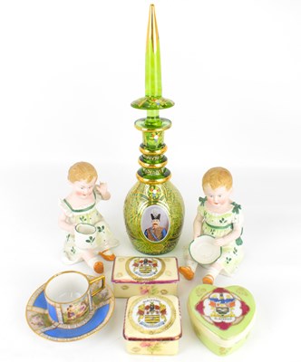 Lot 168 - A 19th century Bohemian green glass decanter...