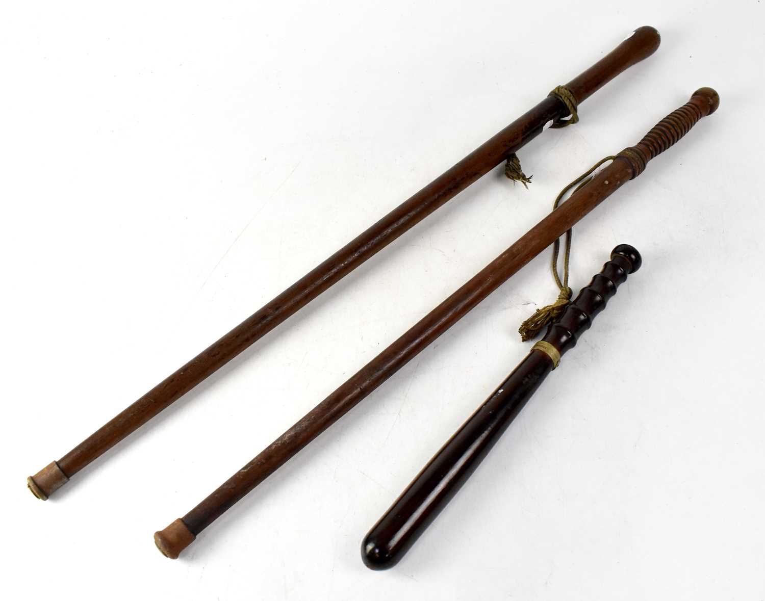 Lot 185 - Two early 190th century wooden police batons