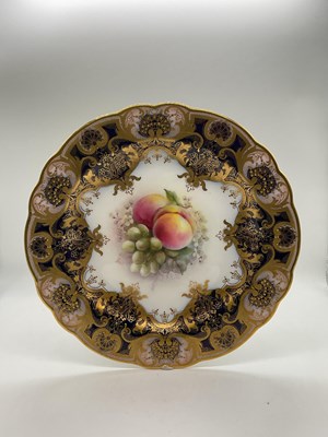 Lot 157 - GEORGE COLE FOR ROYAL WORCESTER; a gilt...