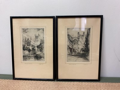 Lot 363 - Five framed etchings to include two by F....