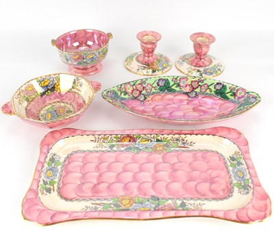 Lot 280 - MALING; five items of 'Peony Rose' pattern...