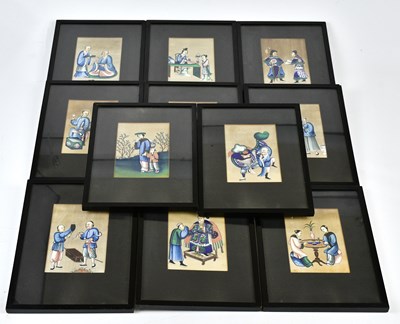 Lot 1022 - Eleven 18th century Chinese pith paintings of...