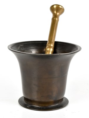 Lot 196 - An 18th century bronze mortar, with flared rim...