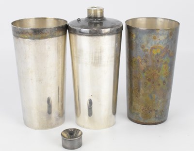 Lot 643 - A 1930s Art Deco silver plated flask with...