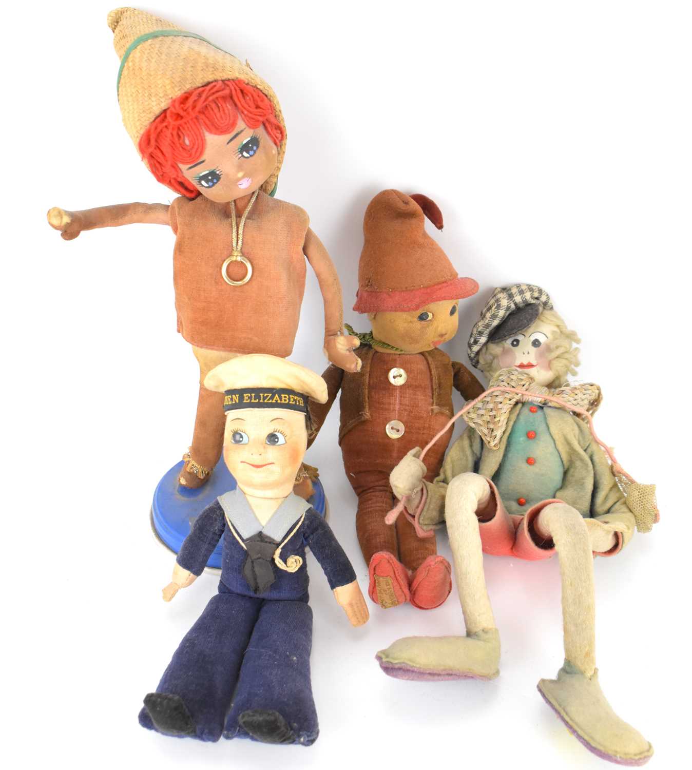 Lot 238 - NORAH WELLINGS; three cloth dolls, comprising...