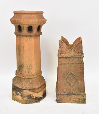 Lot 93 - Two terracotta chimney stacks, the larger of...