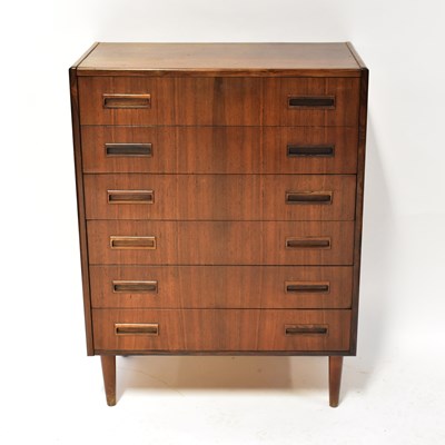 Lot 7 - A circa 1960s rosewood chest of six drawers,...