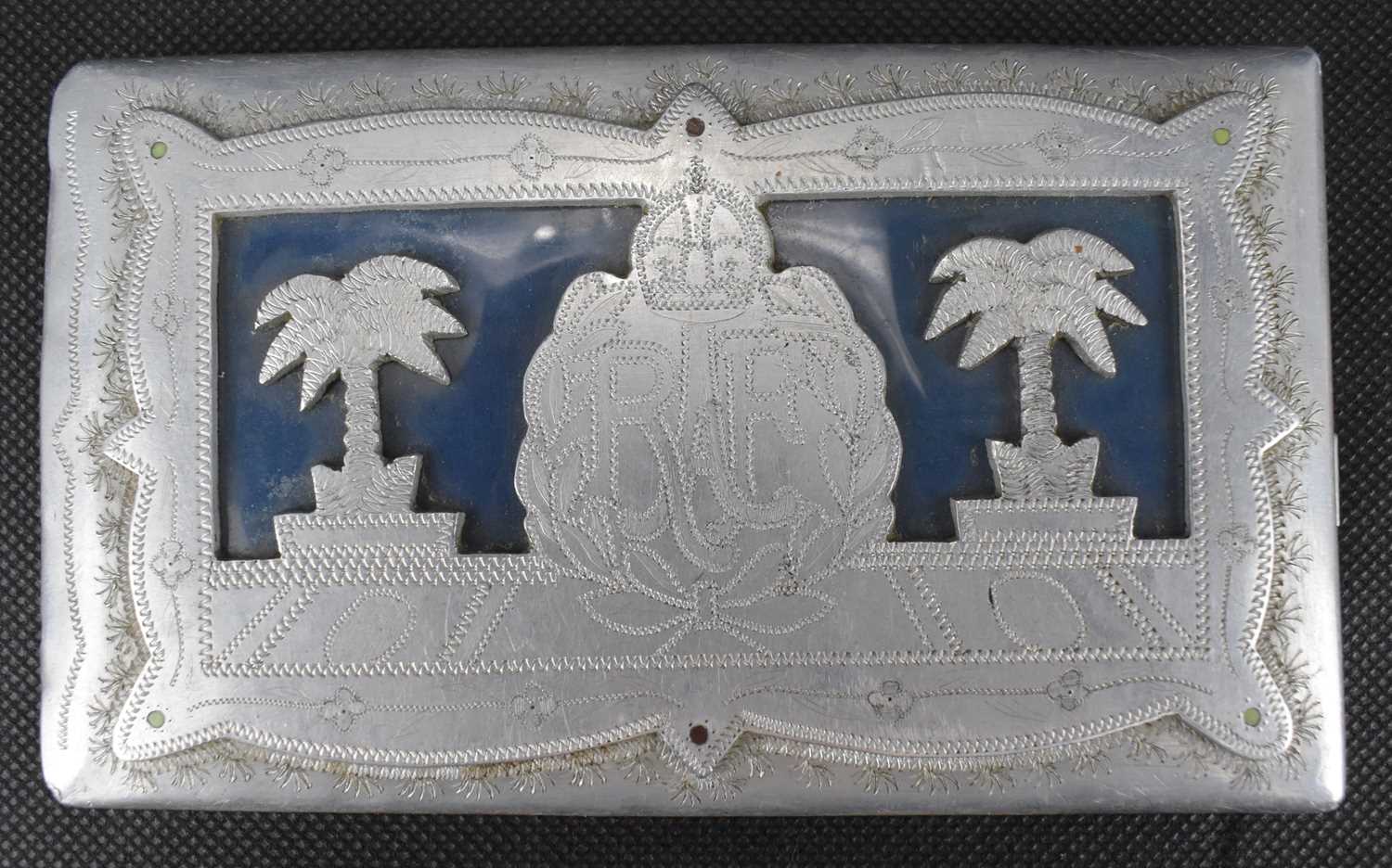 Lot 439 - An RAF fabricated aluminium cigarette case,...