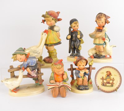 Lot 393 - HUMMEL/GOEBEL; six collectible figures,...