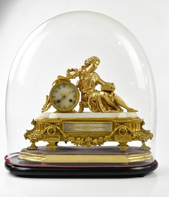 Lot 6402 - A French gilt mantel clock, with a figure of a...