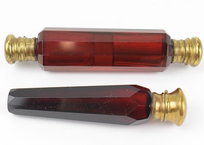 Lot 418 - Two 19th century ruby cut glass perfume...