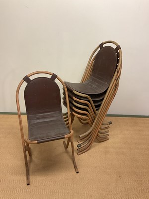 Lot 677 - SEBEL; a set of six stacking STAK-A-BYE chairs...