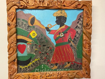 Lot 328 - RAS BROWN (Haitian); oil on board, 'Micheal...