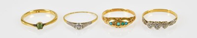 Lot 282 - Three 18ct yellow gold rings, combined approx...