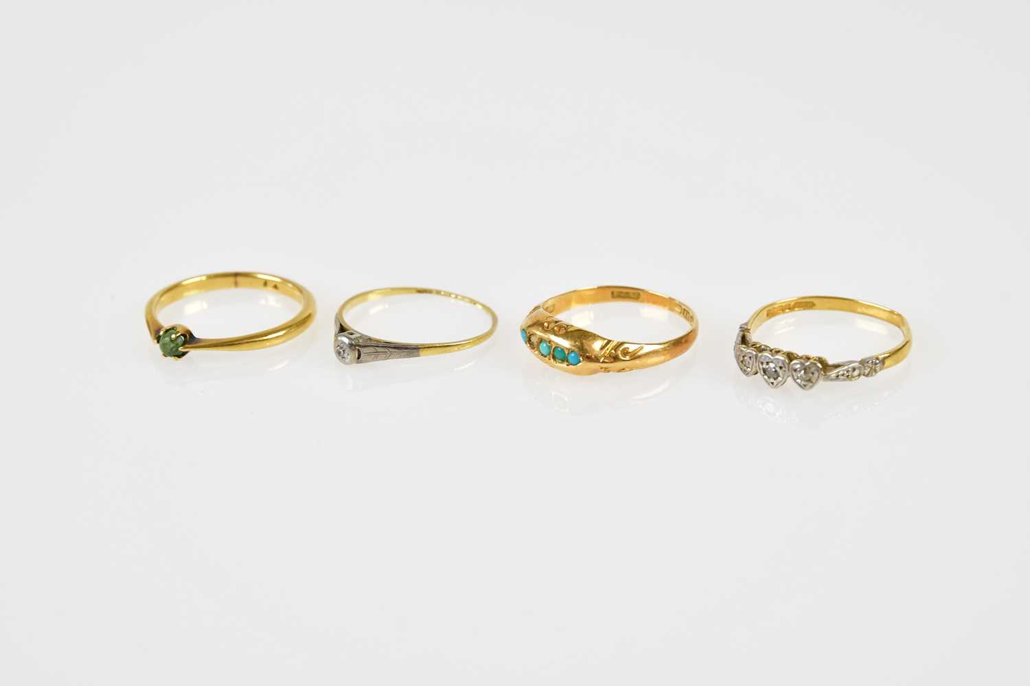 Lot 282 - Three 18ct yellow gold rings, combined