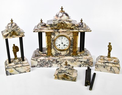 Lot 6399 - A Victorian marble three piece clock garniture,...