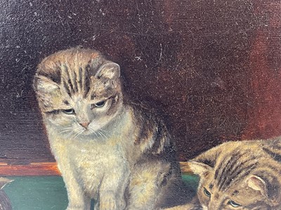 Lot 6187 - V.A.TURNER; oil on canvas, cats on snooker...