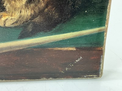 Lot 6187 - V.A.TURNER; oil on canvas, cats on snooker...