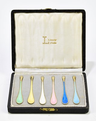 Lot 272 - A cased set of six sterling silver and...