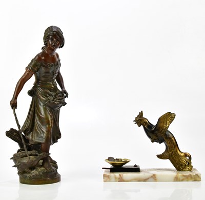 Lot 401 - An early 20th century bronzed spelter figure...