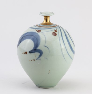 Lot 144 - DEREK CLARKSON (1928-2013); a porcelain bottle...