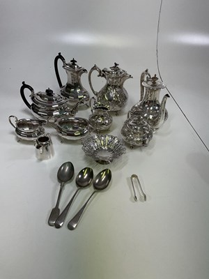 Lot 475 - A group of silver plate, including two tea...