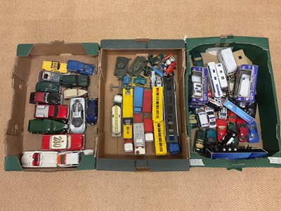 Lot 142 - Three boxes of playworn unboxed diecast and...