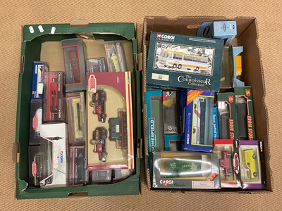 Lot 111 - Two boxes of assorted boxed diecast vehicles,...