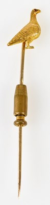 Lot 489 - A yellow metal stick pin (tests as 14ct), with...