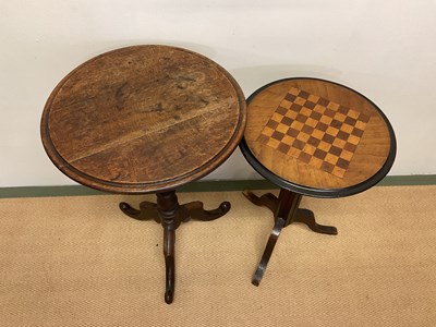 Lot 747 - Two pedestal tripod tables, tallest height...