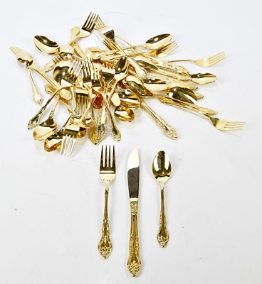 Lot 440 - ROGERS; a group of gold plated cutlery.