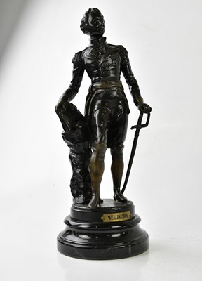 Lot 371 - A reproduction bronzed figure of Wellington on...