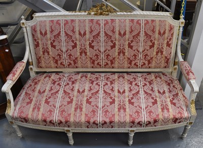 Lot 27 - An early 20th century white and gilt painted...