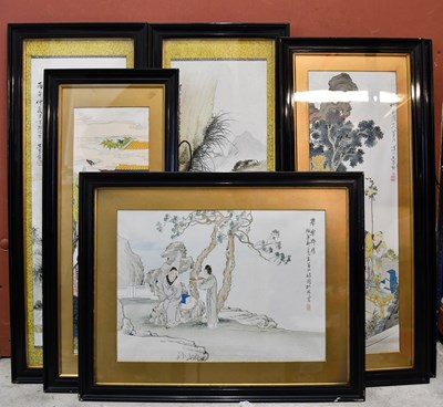 Lot 1138 - Four Chinese watercolours depicting figures in...