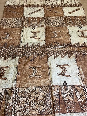 Lot 109 - A large bark cloth, pigment decorated with...