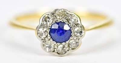 Lot 93 - An 18ct yellow gold sapphire and diamond...