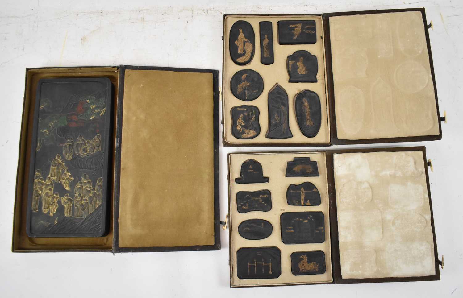 Lot 605 - A large Chinese ink stone decorated with