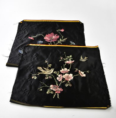 Lot 334 - A pair of late Victorian paintings on black...