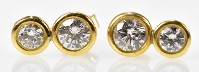 Lot 629 - A pair of 18ct yellow gold and diamond...