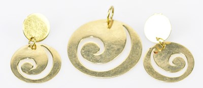 Lot 640 - ZALI; a pair of 18ct yellow gold earrings with...