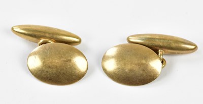 Lot 695 - A pair of 9ct yellow gold cufflinks with...