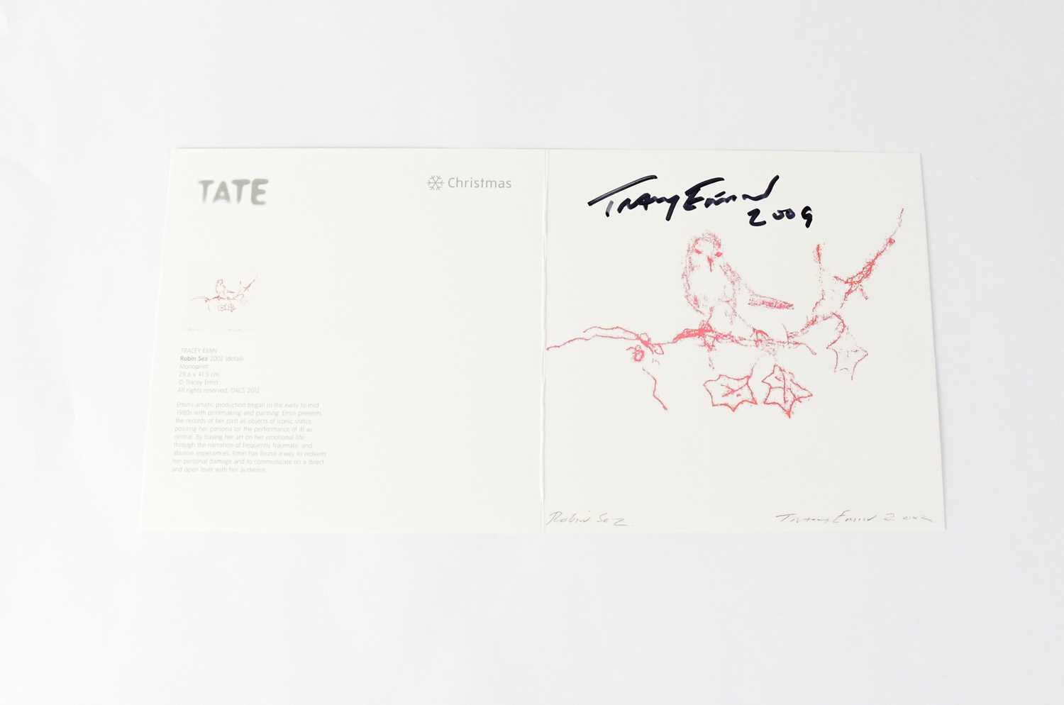 Lot 607 - TRACEY EMIN; a Christmas card, 'Robin Sez 2002'...