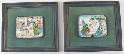 Lot 593 - A pair of 18th century Persian enamelled...