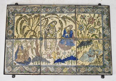 Lot 590 - A set of six 18th/19th century Persian tiles...