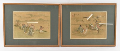 Lot 618 - A pair of 19th century Chinese watercolours,...