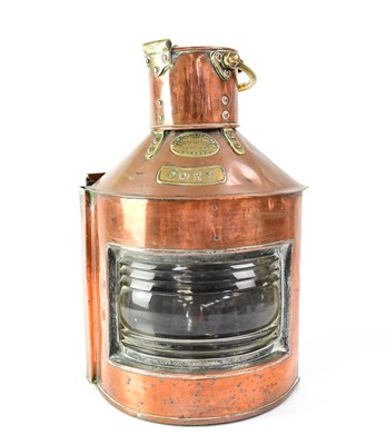 Lot 203 - A brass ship's lantern by Telford, Greer &...