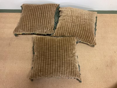 Lot 229 - Three tapestry cushions with fringed trim, and...