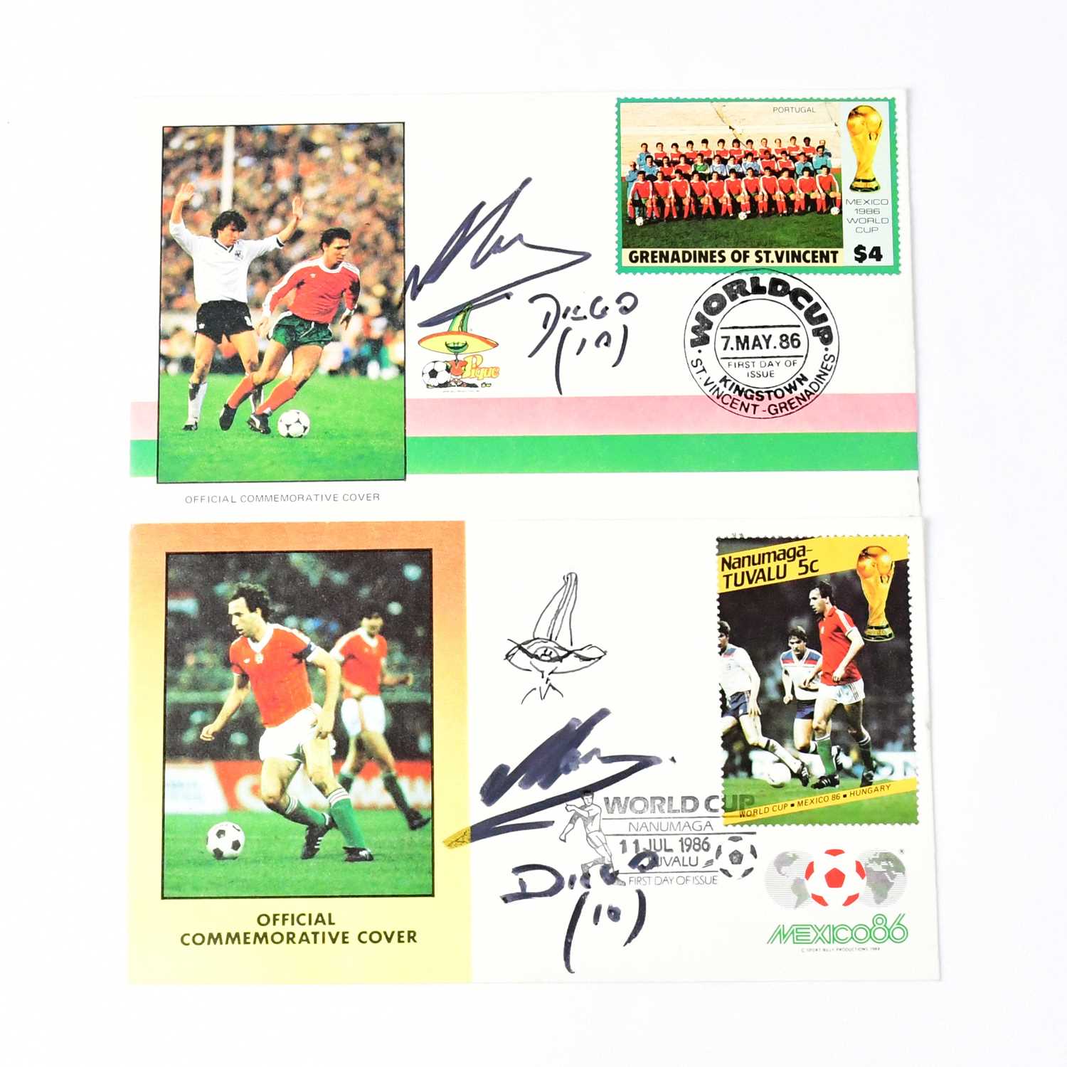 Lot 571 - DIEGO MARADONA; two first day covers signed by...