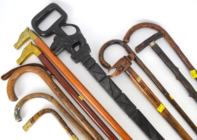 Lot 160 - Ten various walking sticks and canes, to...